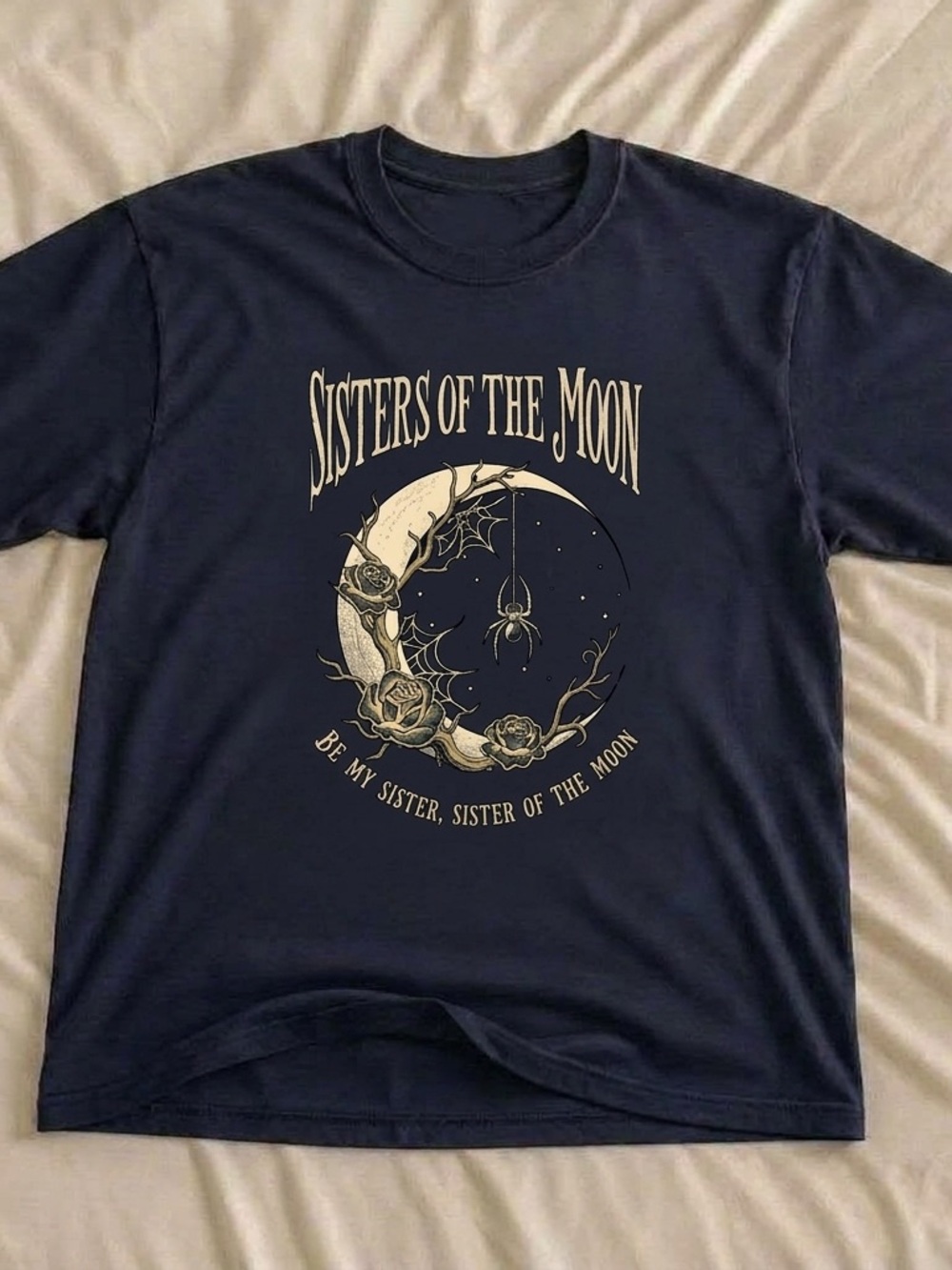Sisters of the Moon Shirt, Mystical Rock Graphic Tee - Unisex Navy Color